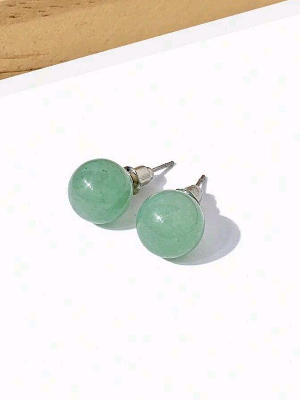 NEW Green Aventurine Stone Ball Stud Earrings